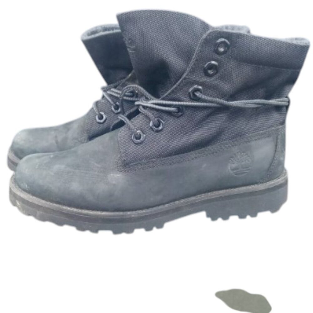 Timberland Unisex Kid's Courma Roll-Top Lace-Up Leather Boots Black US 5